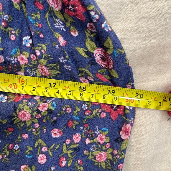 French Grey Womens Dress Size Small Blue Floral Open Back Eyelet Cottage Prairie - Picture 10 of 11